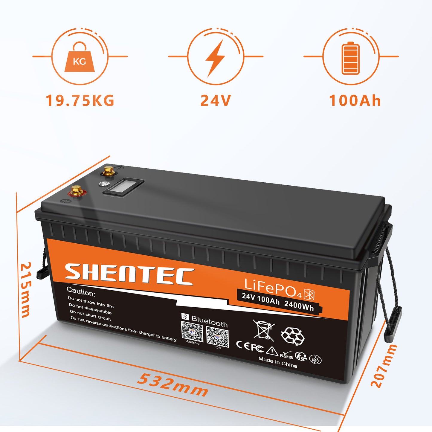 Akumulator LiFePO4 SHENTEC 12/24V 100/150/200/300Ah z BMS do instalacji solarnej, łodzi, off-grid i RV