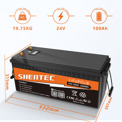 Akumulator LiFePO4 SHENTEC 12/24V 100/150/200/300Ah z BMS do instalacji solarnej, łodzi, off-grid i RV
