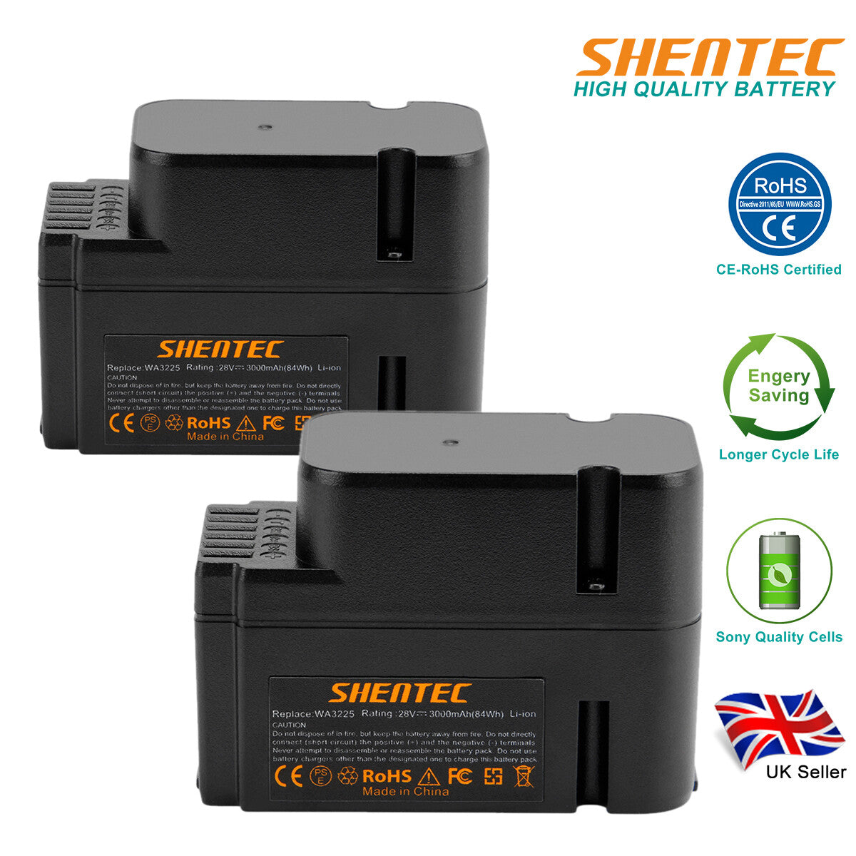 SHENTEC PLG 2 Szt. 3.0AH 28V Akumulator Li-ion Dla Worx WG790E WG754E WG794E WG755E WA3225 WA3565