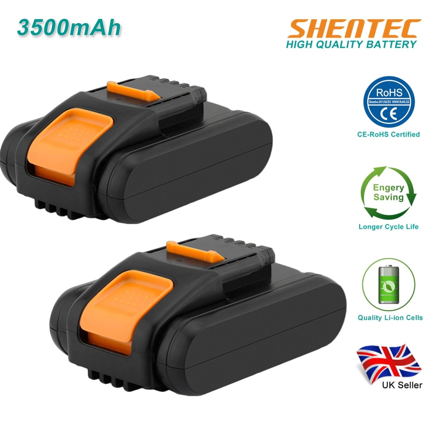 SHENTEC 2 szt. 3500mAh 20V bateria Li-ion do Worx WA3551.1 WG169 WX372 WX166 WX372